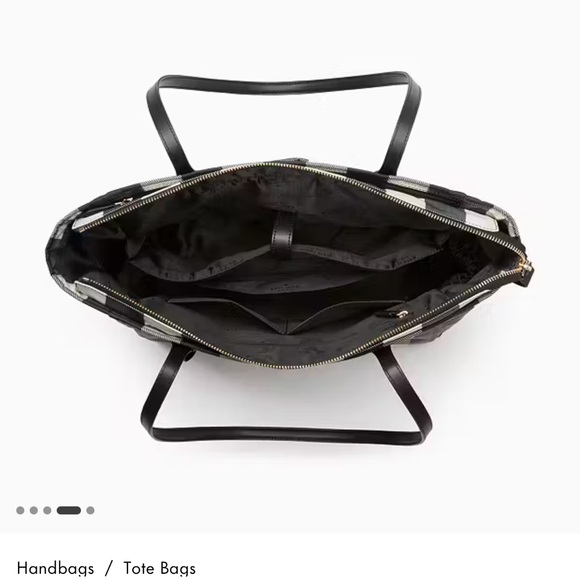 Kate Spade Black and White Checkered Tote Bag - Picture 3 of 15